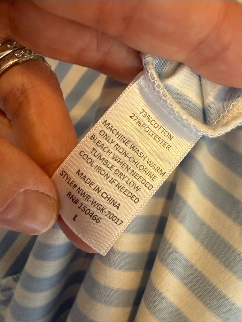41 Hawthorn Blue and White Striped Tie-Front Midi Dress - Picture 7 of 8